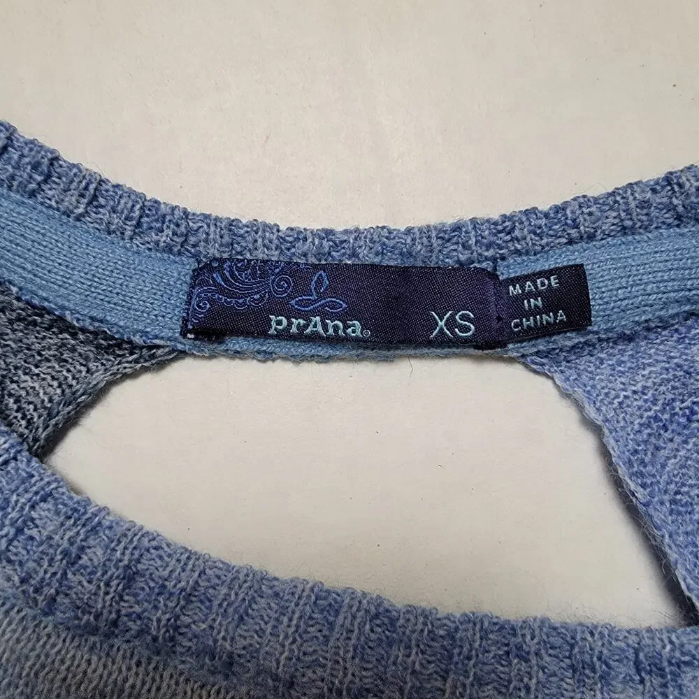 Prana Open Back Knit Blue Sweater SZ XS